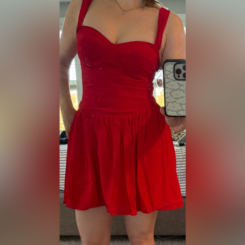 Reformation Taiga Dress - Size 8 - Red